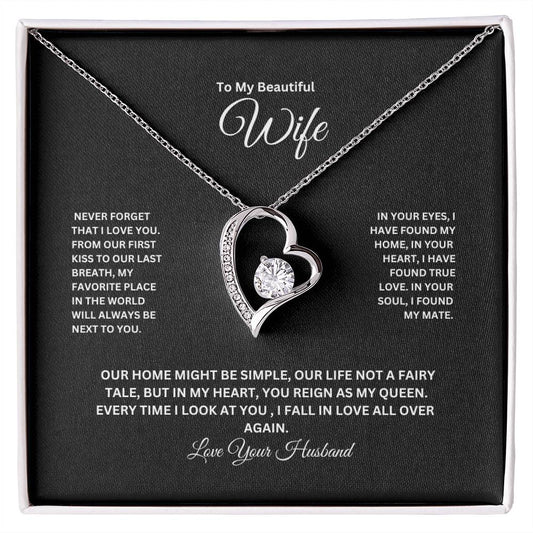 To My Beautiful Wife, I fall In Love All Over Again - Forever Love Necklace